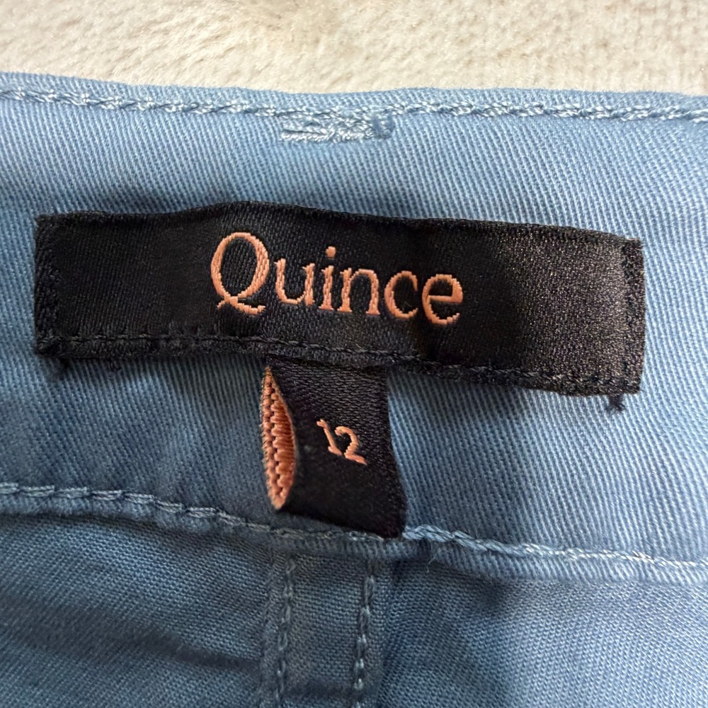 Quince Organic Stretch Cotton Chino Cropped Wide Leg Aegean Blue Pants - Picture 5 of 16